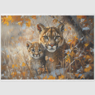 Papel De Seda Onça-pintada Mãe e Seu Filhote Decoupage