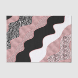 Papel De Seda Onda Abstrata Rosa Dourado Moderno Glamouroso Tend