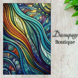 Papel De Seda Ondas Coloridas de Arco-Íris Abstrato em Decoupage