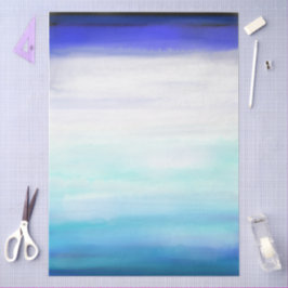 Papel De Seda Ondas de Aquarela Mínima Azul