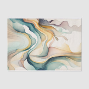 Papel De Seda ondas de arte de abstrato d aquarela. Movimento de