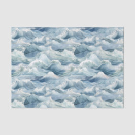 Papel De Seda Ondas do Oceano Costeiro Aquarela Náutica