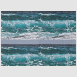 Papel De Seda Ondas do Oceano de Água Azul
