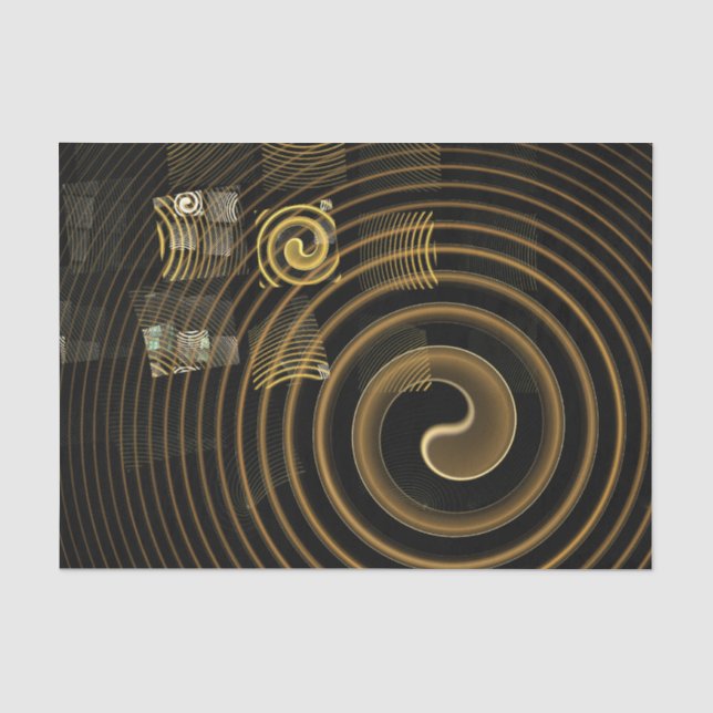 Papel De Seda Ondas Douradas Hipnóticas Arte Moderna Abstrata (Frente )