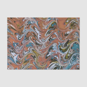 Papel De Seda Ondas em Abstrato de Arte Vermelha e Azul em Acrír