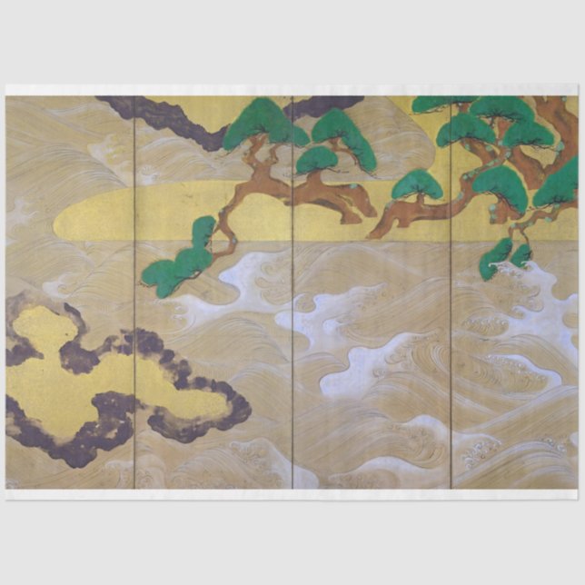 Papel De Seda Ondas em Matsushima (direita), Tawaraya Sotatsu (Frente )