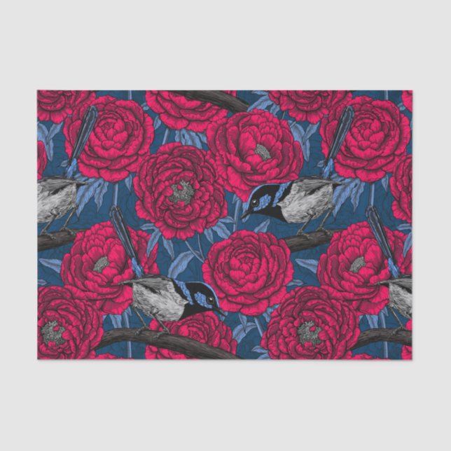 Papel De Seda Ondas nas peônias (Frente )