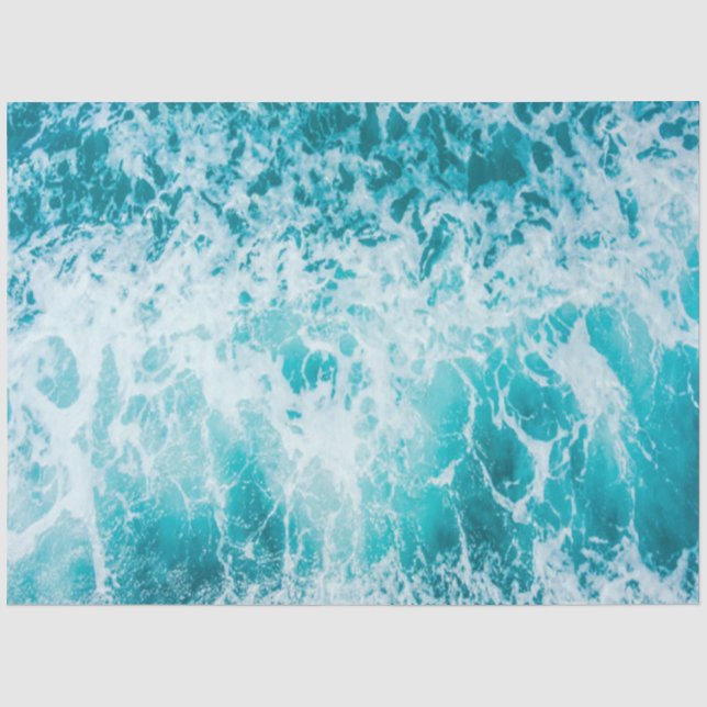 Papel De Seda Ondas Tropicais Do Oceano Azul (Frente )