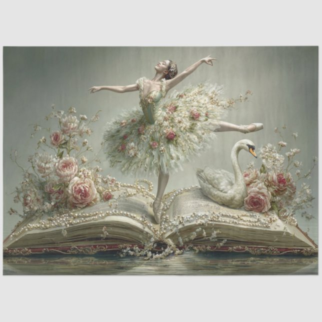 Papel De Seda One Upon a Time Ballerina with Swan (Frente )