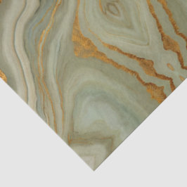 Papel De Seda Ônix Verde Salvia Com Dourado