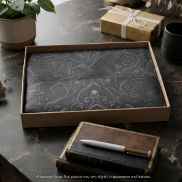 Papel De Seda Onyx Academia Sombria Filigrana Vitoriana Corvo