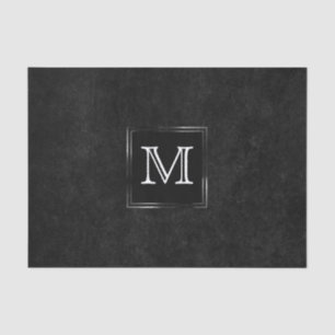 Papel De Seda Onyx Black Velvet Monograma de Grunge Chalkboard