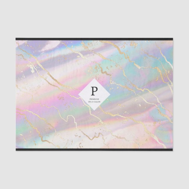 Papel De Seda Opala Iridescente Holográfica | Logo (Frente )