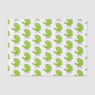 Papel De Seda Óptica de desenho animado de periquito, verde e bo