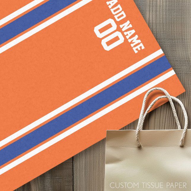 Papel De Seda Orange and Blue Personalised Sports Jersey (Custom Tissue Paper)