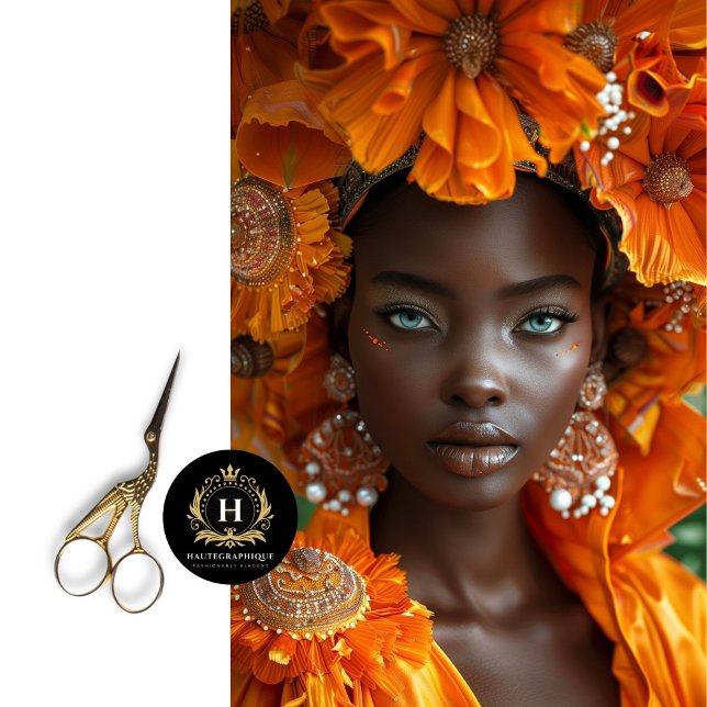 Papel De Seda Orange Botanic African American Woman Decoupage (Criador carregado)