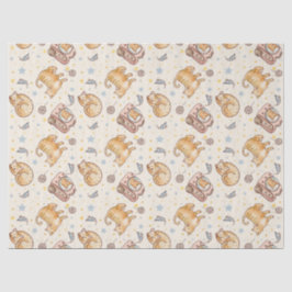 Papel De Seda Orange Cat in a Backpack, Stars, and Yarn