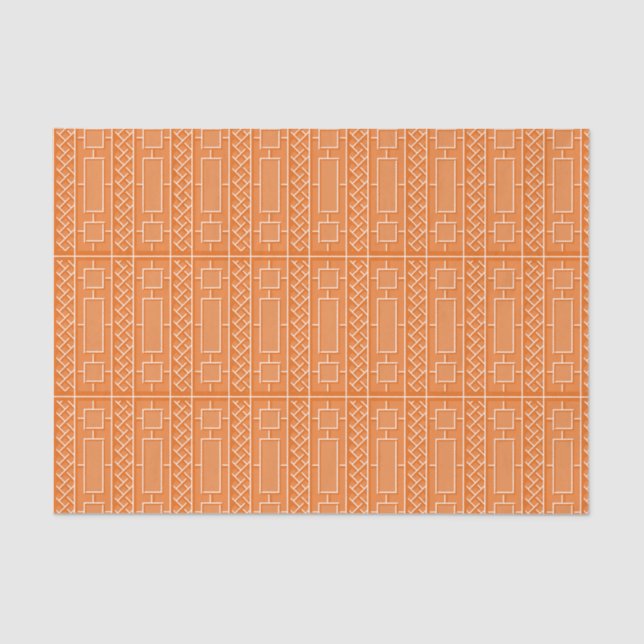 Papel De Seda Orange Chinoiserie Bamboo Patterno (Frente )