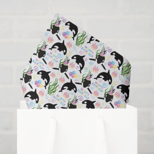 Papel De Seda Orca Birthday Tissue Paper (Sacola de presentes)