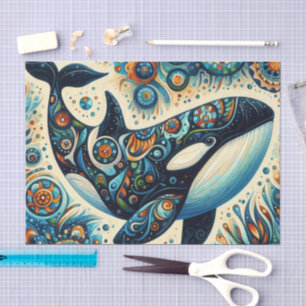 Papel De Seda Orca Killer Baleia Whimsical Náutica
