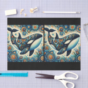 Papel De Seda Orca Killer Baleia Whimsical Náutica