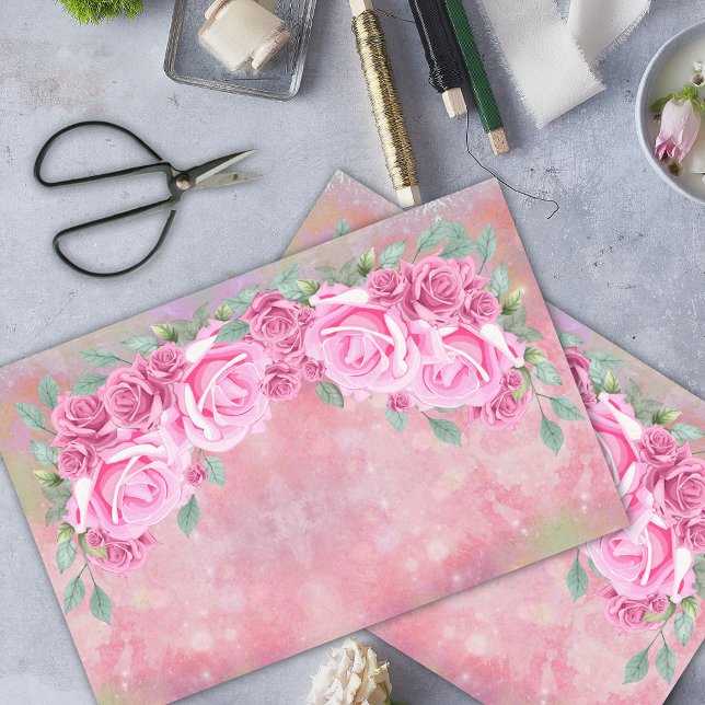 Papel De Seda Organização Feminina Romântica de Rosas Rosa Elega (Criador carregado)