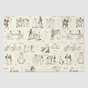 Papel De Seda Orgulho e Preconceito das citações de Beige Toile