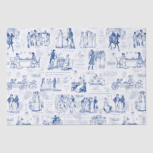 Papel De Seda Orgulho e Preconceito de Citações Azuis do Toile I