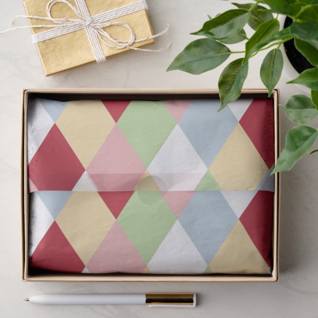 Papel De Seda Origami Natal - Harlequin Geométrico (Presente)