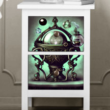 Ornamentado Cauldron com esfera e órbitas de crist