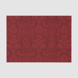 Papel De Seda Ornamentado Elegante - Damasco Vermelho Vitoriano