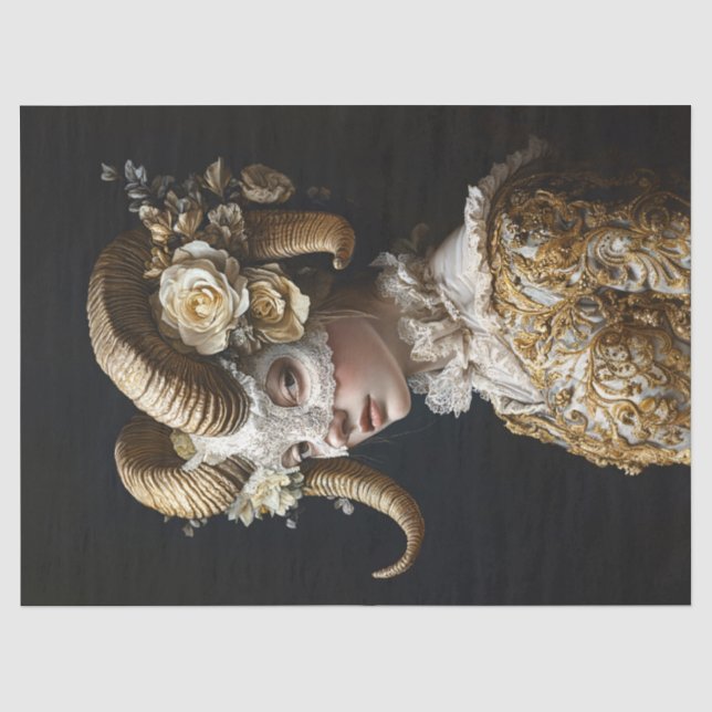 Papel De Seda Ornamentado Ram Máscara Mascarada de Costume (Frente )