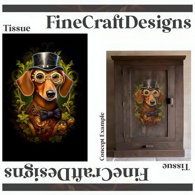 Papel De Seda Ornamentado Steampunk Dachshund Dog Decoupage Dire (Criador carregado)