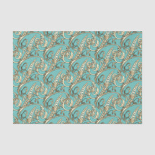 Papel De Seda Ornamentado Vintage Dourado Monograma P Tecido