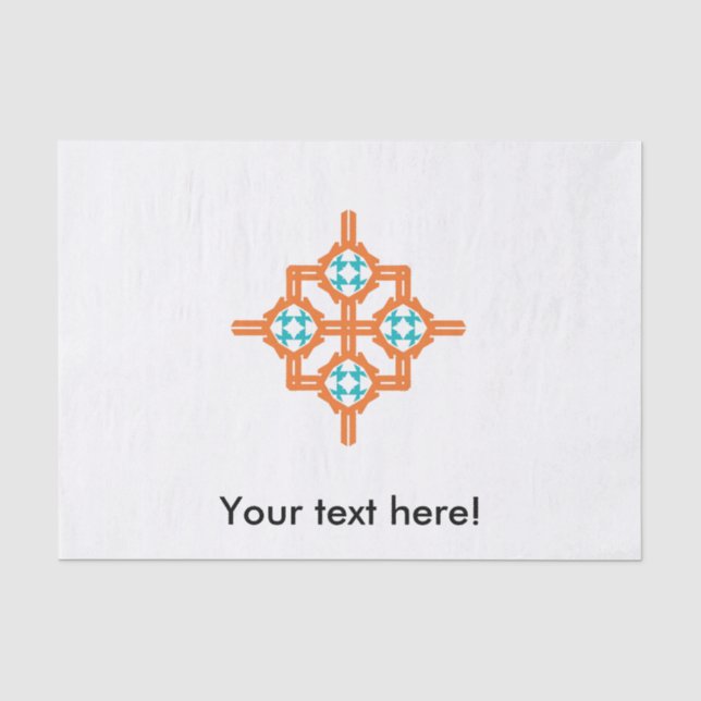 Papel De Seda Ornamento azul laranja (Frente )