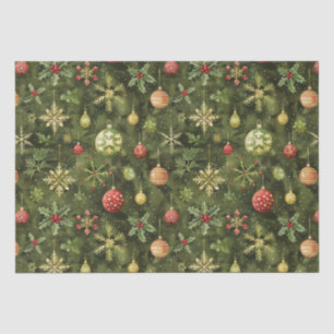 Papel De Seda Ornamento de árvore de Natal em aquarela