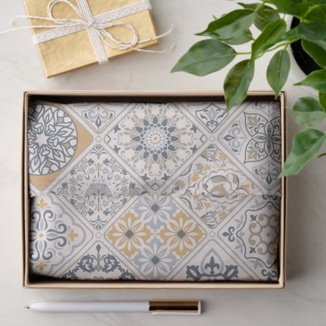 Papel De Seda Ornamento tradicional português e espanhol Boho  (Presente)