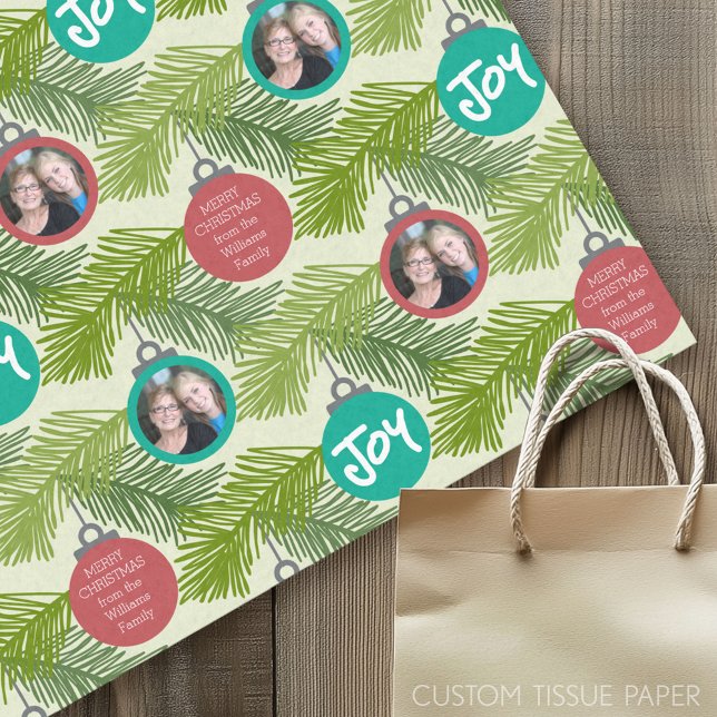 Papel De Seda Ornamentos de Árvore de Natal Personalizados (Custom Tissue Paper)