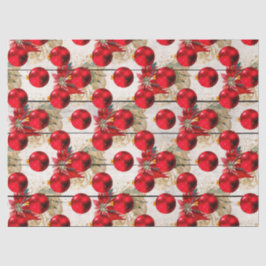 Papel De Seda Ornamentos de Árvores de Natal Vermelhas na Descob