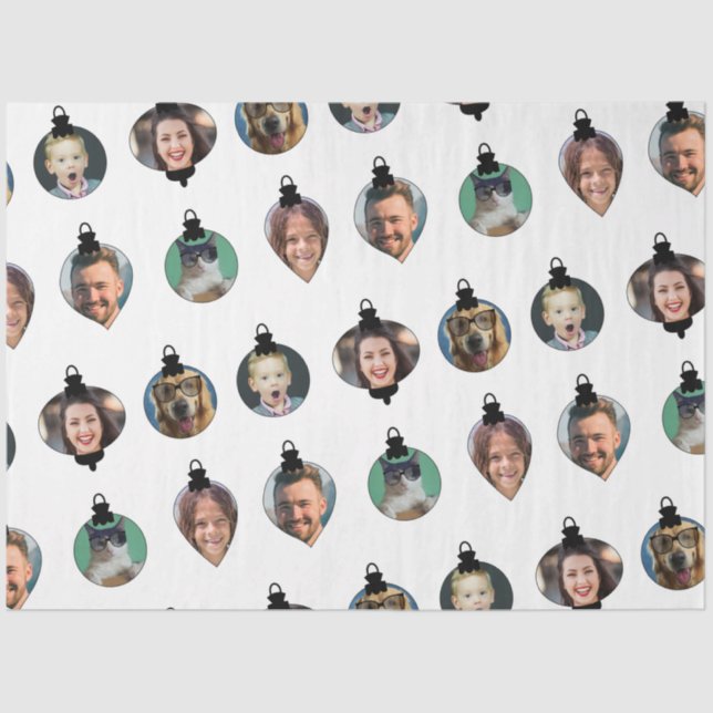 Papel De Seda Ornamentos de Fotos da Família Engraçada de Natal  (Frente )