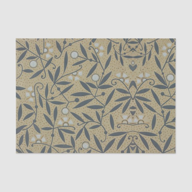 Papel De Seda Ornate floral pattern with dark blue vines  (Frente )