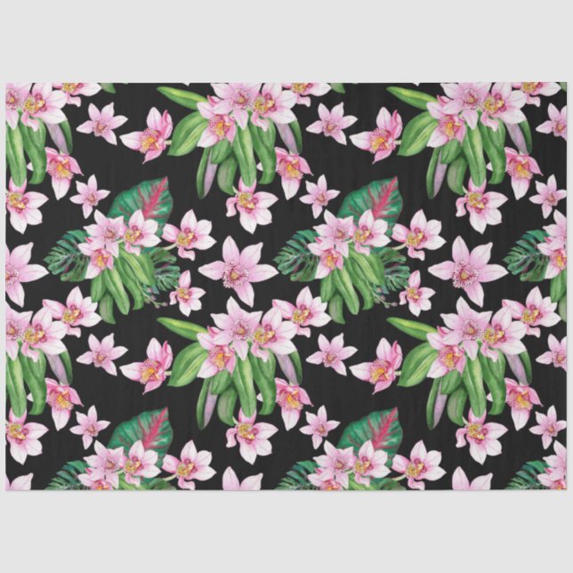 Papel De Seda Orquídeas Aquarelas Design 27 (Frente )