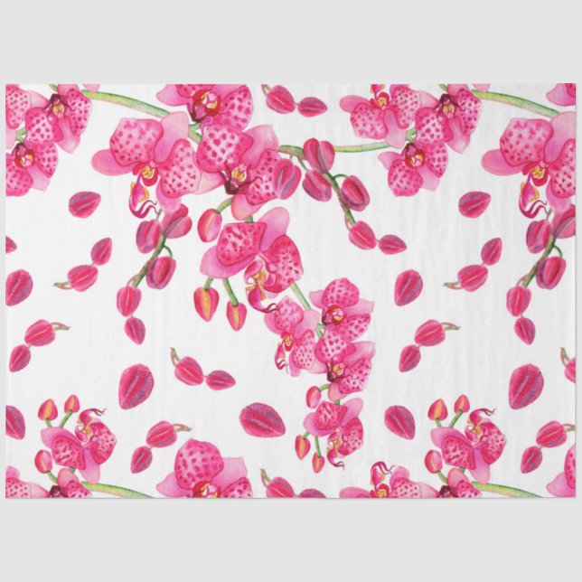 Papel De Seda Orquídeas de Aquarela Design 23 (Frente )