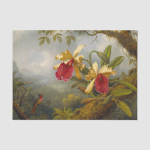 Papel De Seda Orquídeas e Hummingbird