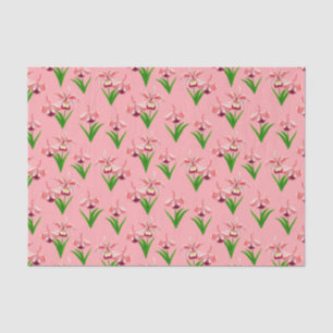 Papel De Seda Orquídeas Selvagens - Orquídeas Rosa-Coral e Folha