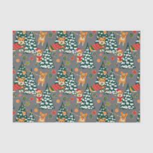 Papel De Seda Os Corgis decoram a árvore de Natal - teste padr