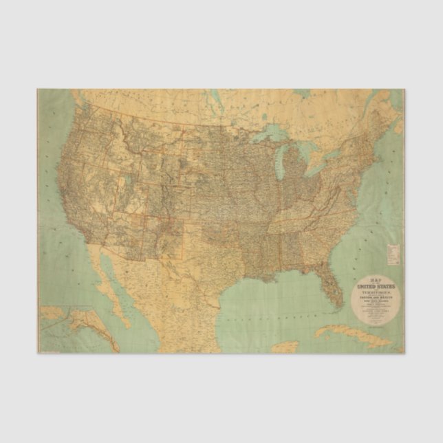 Papel De Seda Os Estados Unidos e territórios (Frente )