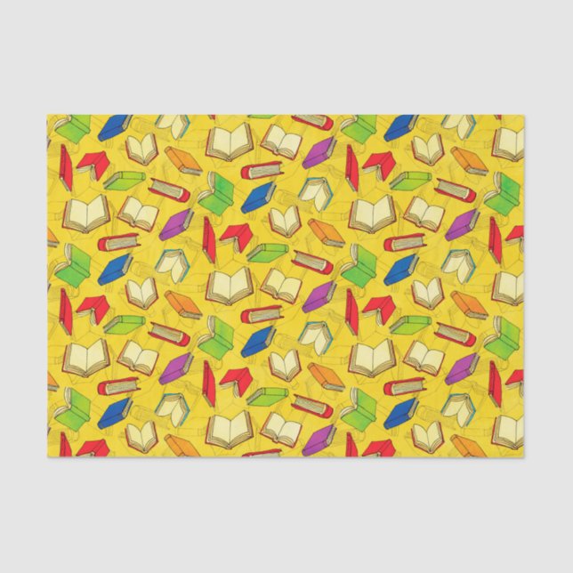 Papel De Seda Os livros modelam no amarelo (Frente )