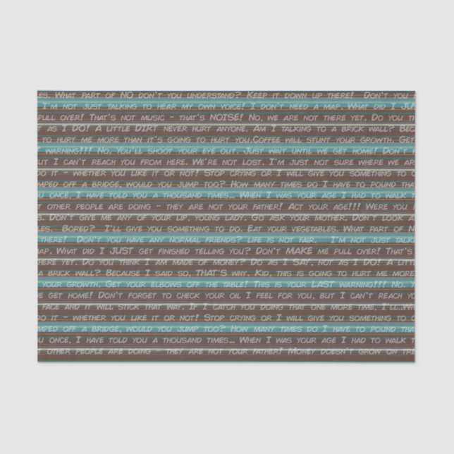 Papel De Seda Os pais dizem "dadismos" em listras (Frente )