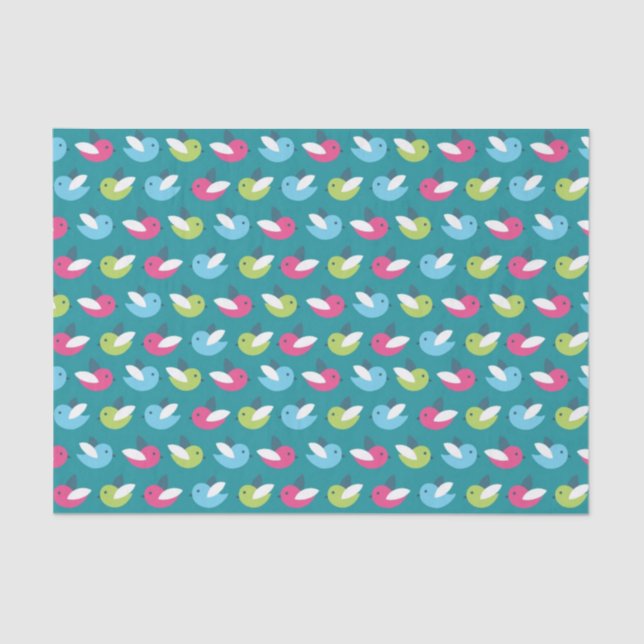 Papel De Seda Os pássaros modelam o azul (Frente )